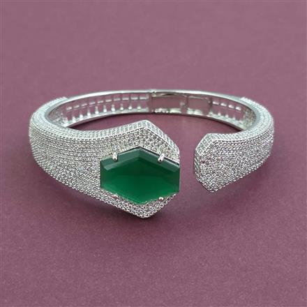 Cz Openable Kada With Rhodium Plating