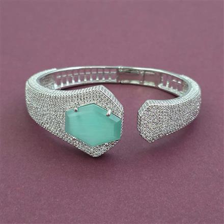 Cz Openable Kada With Rhodium Plating