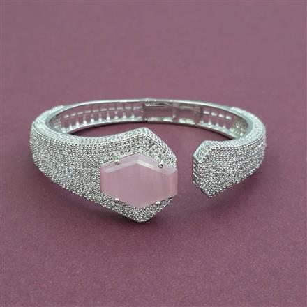 Cz Openable Kada With Rhodium Plating