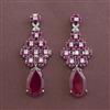 Cz Long Earring With Rhodium Plating
