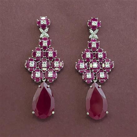 Cz Long Earring With Rhodium Plating