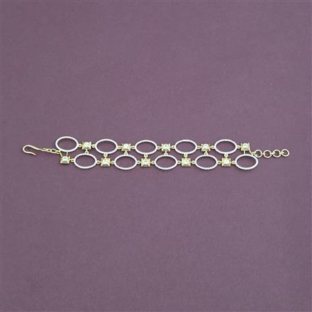Cz Adjustable Bracelet With Mehndi 2 Tone Rhodium Plating
