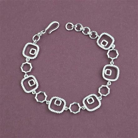 Cz Adjustable Bracelet With Mehndi 2 Tone Rhodium Plating