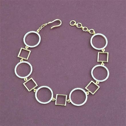 Cz Adjustable Bracelet With Mehndi 2 Tone Rhodium Plating