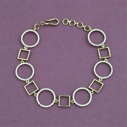 Cz Adjustable Bracelet With Mehndi 2 Tone Rhodium Plating