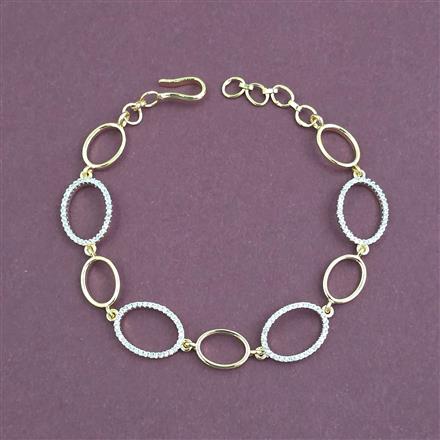 Cz Adjustable Bracelet With Mehndi 2 Tone Rhodium Plating