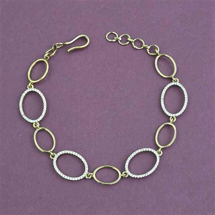 Cz Adjustable Bracelet With Mehndi 2 Tone Rhodium Plating