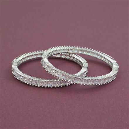 Cz Classic Bangles With Rhodium Plating