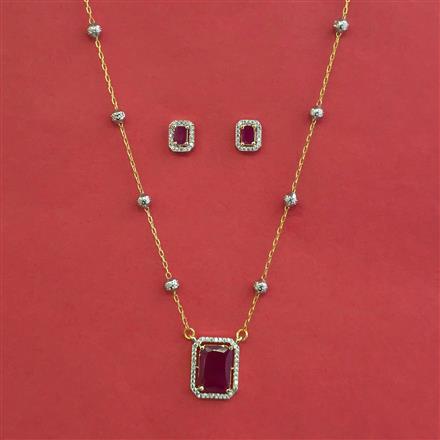 Cubic Zirconia Classic Pendant Set With 2 Tone Plating