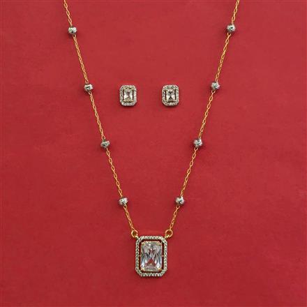 Cubic Zirconia Classic Pendant Set With 2 Tone Plating