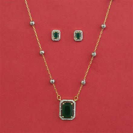 Cubic Zirconia Classic Pendant Set With 2 Tone Plating
