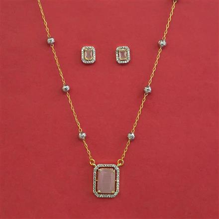 Cubic Zirconia Classic Pendant Set With 2 Tone Plating