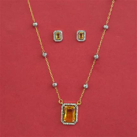 Cubic Zirconia Classic Pendant Set With 2 Tone Plating