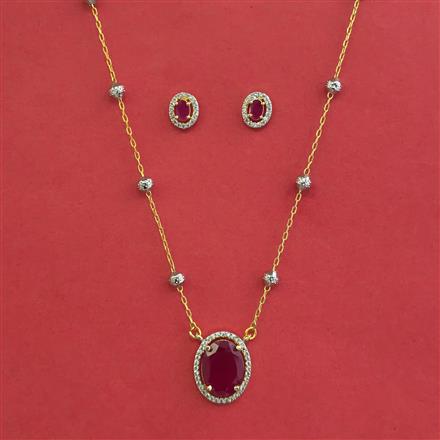 Cubic Zirconia Classic Pendant Set With 2 Tone Plating
