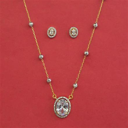 Cubic Zirconia Classic Pendant Set With 2 Tone Plating