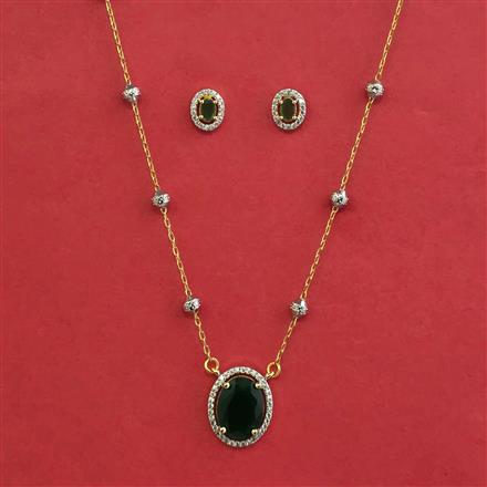 Cubic Zirconia Classic Pendant Set With 2 Tone Plating