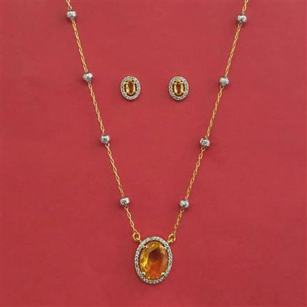 Cubic Zirconia Classic Pendant Set With 2 Tone Plating