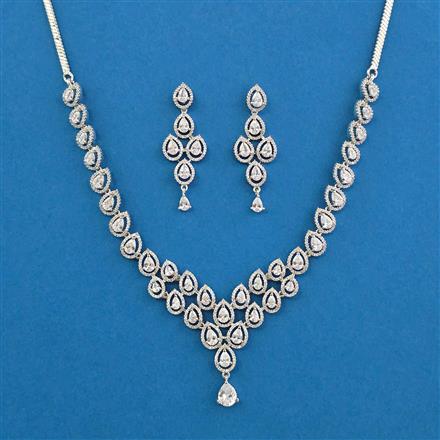 Cubic Zirconia Classic Necklace With Rhodium Plating