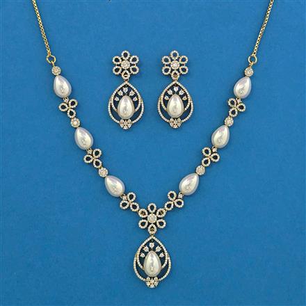 Cubic Zirconia Classic Necklace With Mehndi Rhodium Plating