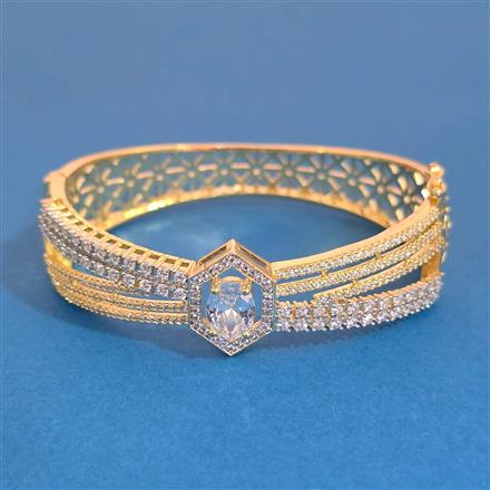 Cubic Zirconia Openable Kada With 2 Tone Rhodium Plating