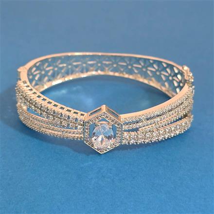 Cubic Zirconia Openable Kada With 2 Tone Rhodium Plating