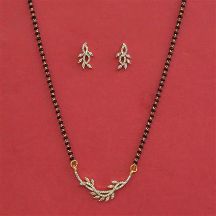 Cubic Zirconia Classic Mangalsutra With 2 Tone Rhodium Plating