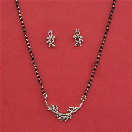 Cubic Zirconia Classic Mangalsutra With 2 Tone Rhodium Plating