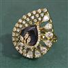 Cubic Zirconia Adjustable Ring With Mehndi Plating