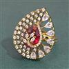 Cubic Zirconia Adjustable Ring With Mehndi Plating