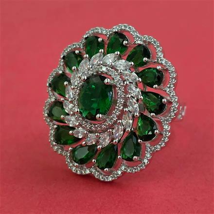 Cubic Zirconia Adjustable Ring With Rhodium Plating