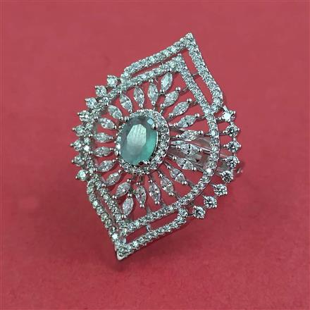 Cubic Zirconia Adjustable Ring With Rhodium Plating