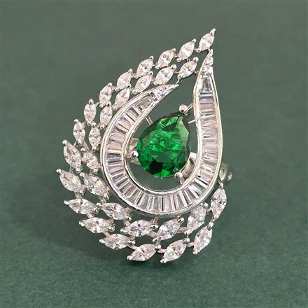 Cubic Zirconia Adjustable Ring With Rhodium Plating