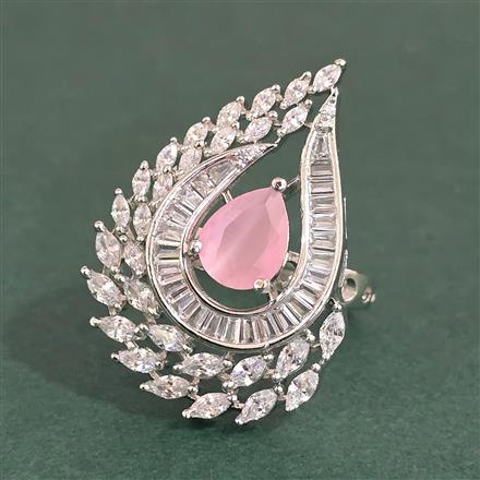 Cubic Zirconia Adjustable Ring With Rhodium Plating