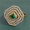 Cubic Zirconia Adjustable Ring With Mehndi Plating