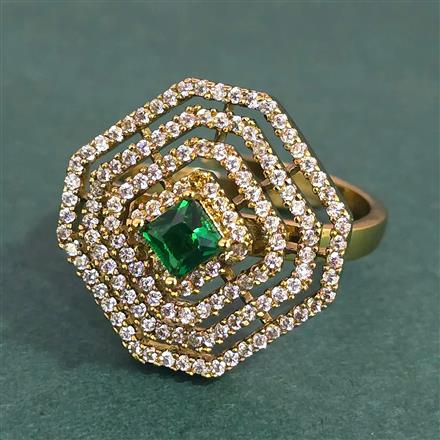 Cubic Zirconia Adjustable Ring With Mehndi Plating