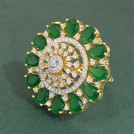 Cubic Zirconia Adjustable Ring With 2 Tone Plating