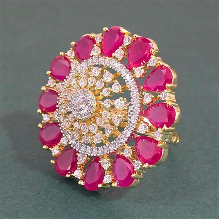 Cubic Zirconia Adjustable Ring With 2 Tone Plating