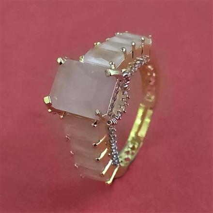 Cubic Zirconia Adjustable Ring With 2 Tone Plating