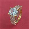 Cubic Zirconia Adjustable Ring With 2 Tone Plating