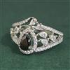 Cubic Zirconia Adjustable Ring With Rhodium Plating