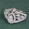 Cubic Zirconia Adjustable Ring With Rhodium Plating