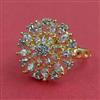 Cubic Zirconia Adjustable Ring With Mehndi 2 Tone Rhodium Plating