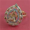 Cubic Zirconia Adjustable Ring With 2 Tone Plating