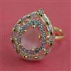 Cubic Zirconia Adjustable Ring With 2 Tone Plating