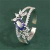 Cubic Zirconia Adjustable Ring With Rhodium Plating