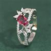Cubic Zirconia Adjustable Ring With Rhodium Plating