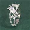 Cubic Zirconia Adjustable Ring With Rhodium Plating
