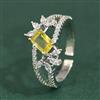 Cubic Zirconia Adjustable Ring With Rhodium Plating