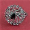 Cubic Zirconia Adjustable Ring With Rhodium Plating