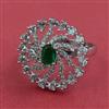 Cubic Zirconia Adjustable Ring With Rhodium Plating
